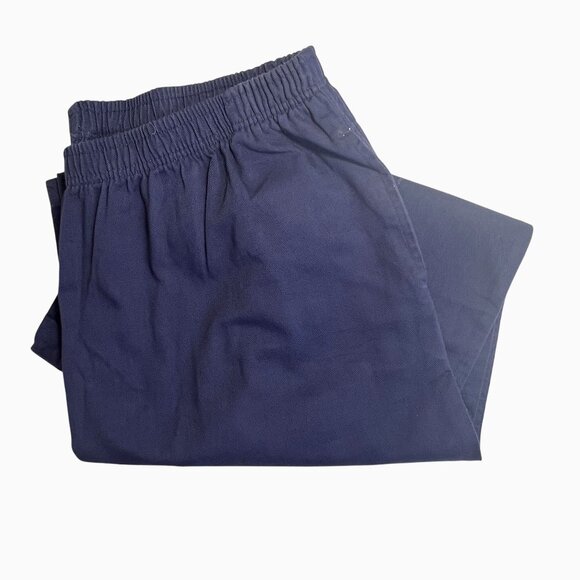 Womens Classic Fit Navy Cotton Pants Size 24T With Elastic Waist Pockets - Picture 3 of 13